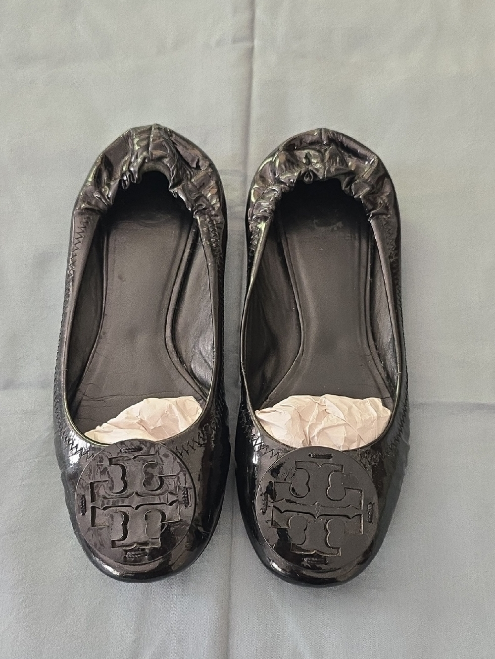 Tory Burch Black Patent Logo Ballet Flats